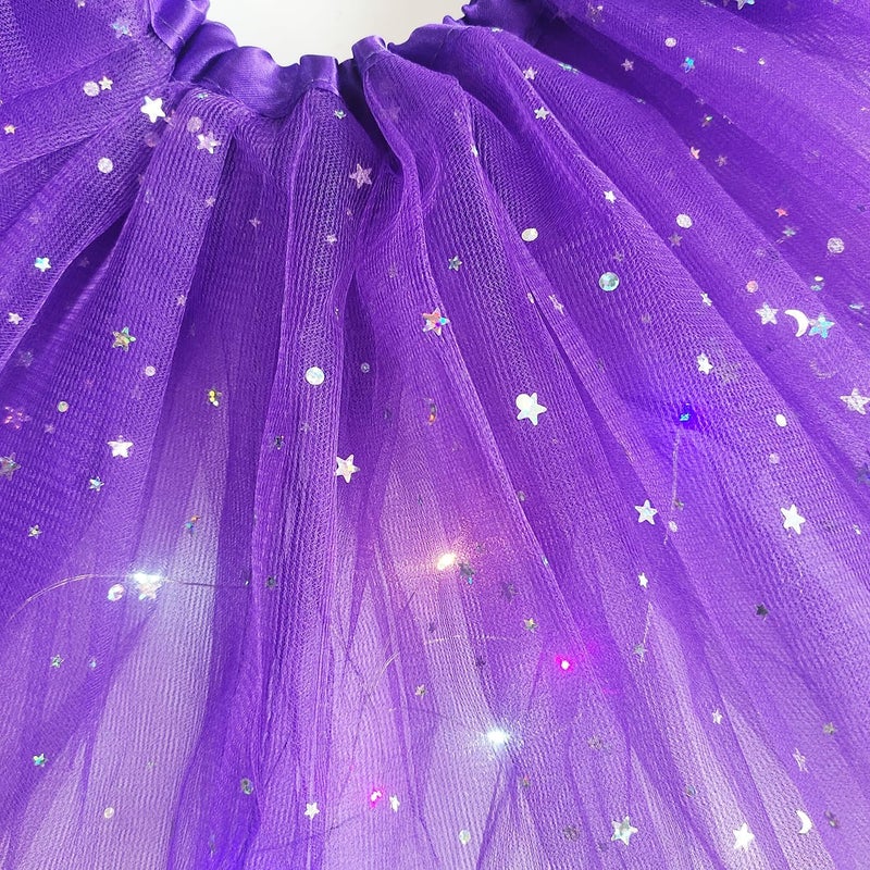 DMLBC Girls Star Sequins Tutu Tulle Skirt Princess Ballet Sparkle Tutu Dress for Toddler Kids 3-10Y Girls Birthday Costume - Image 3